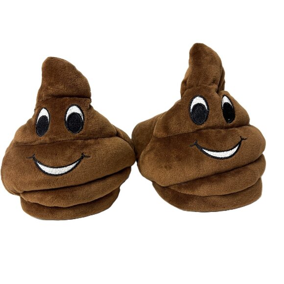 Bedroom Poo Emoji Plush slip on indoor loafers  slippers Sz 7-8 - Picture 1 of 7